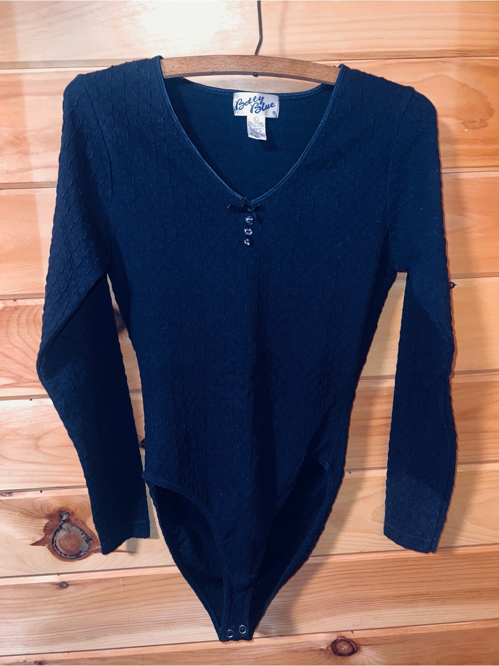 Betty Blue Black Long-Sleeve V-Neck Bodysuit